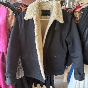AG Black Sherpa-Lined Jacket Med